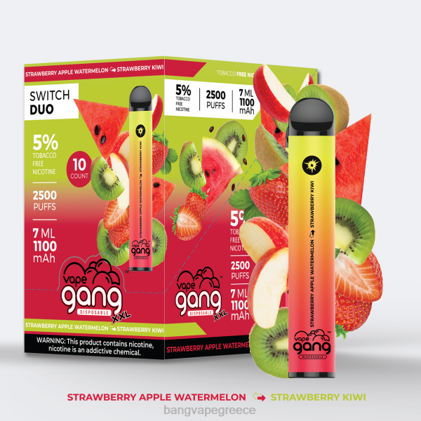 Bang Vape Flavors - Vape Gang Switch Duo 2 γεύσεις (κουτί των 10) 608845 φράουλα μήλο καρπούζι - ακτινίδιο φράουλα