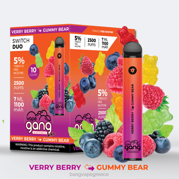 Bang Vape Flavors - Vape Gang Switch Duo 2 γεύσεις (κουτί των 10) 608845 φράουλα μήλο καρπούζι - ακτινίδιο φράουλα