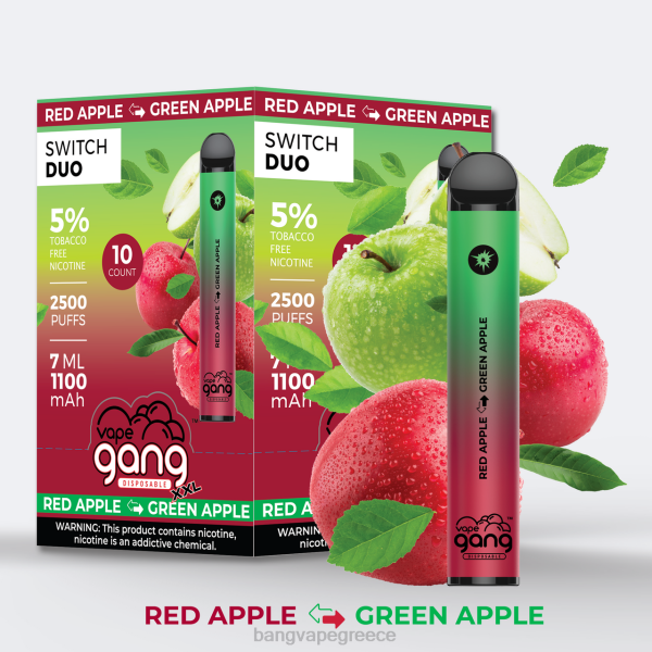 Best Bang Vape Flavor - Vape Gang Switch Duo 2 γεύσεις (κουτί των 10) 608846 κόκκινο μήλο - πράσινο μήλο