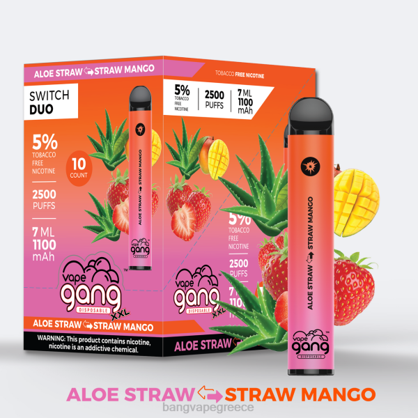 Vape Bang Disposable - Vape Gang Switch Duo 2 γεύσεις (κουτί των 10) 608838 φράουλα αλόης - μάνγκο φράουλα