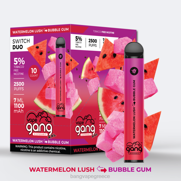 Vape With A Bang Disposable - Vape Gang Switch Duo 2 γεύσεις (κουτί των 10) 608849 καρπούζι lush - τσιχλόφουσκα