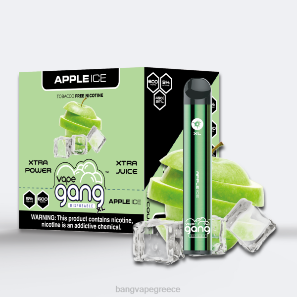 Bang Vape Flavors - Vape Gang XL ατμούς μιας χρήσης 600 ρουφηξιές (κουτί των 10) 608867 πάγος μήλου
