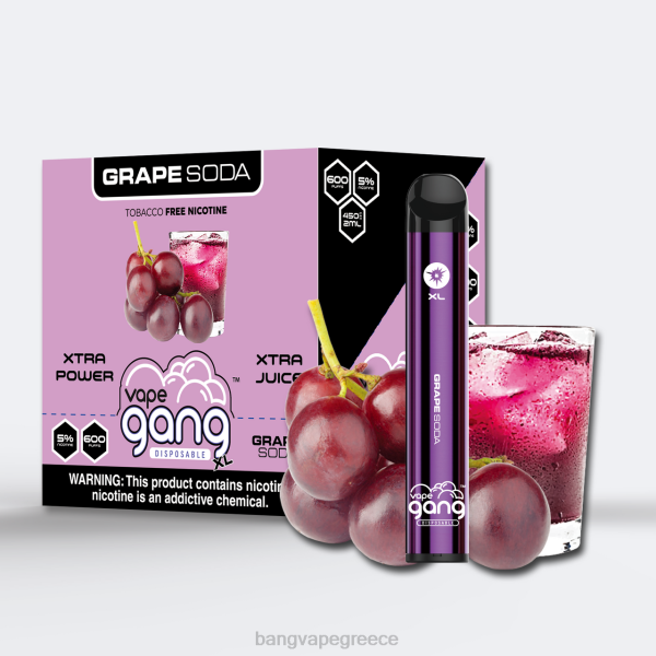 Vape With A Bang Disposable - Vape Gang XL ατμούς μιας χρήσης 600 ρουφηξιές (κουτί των 10) 608871 σόδα σταφυλιού
